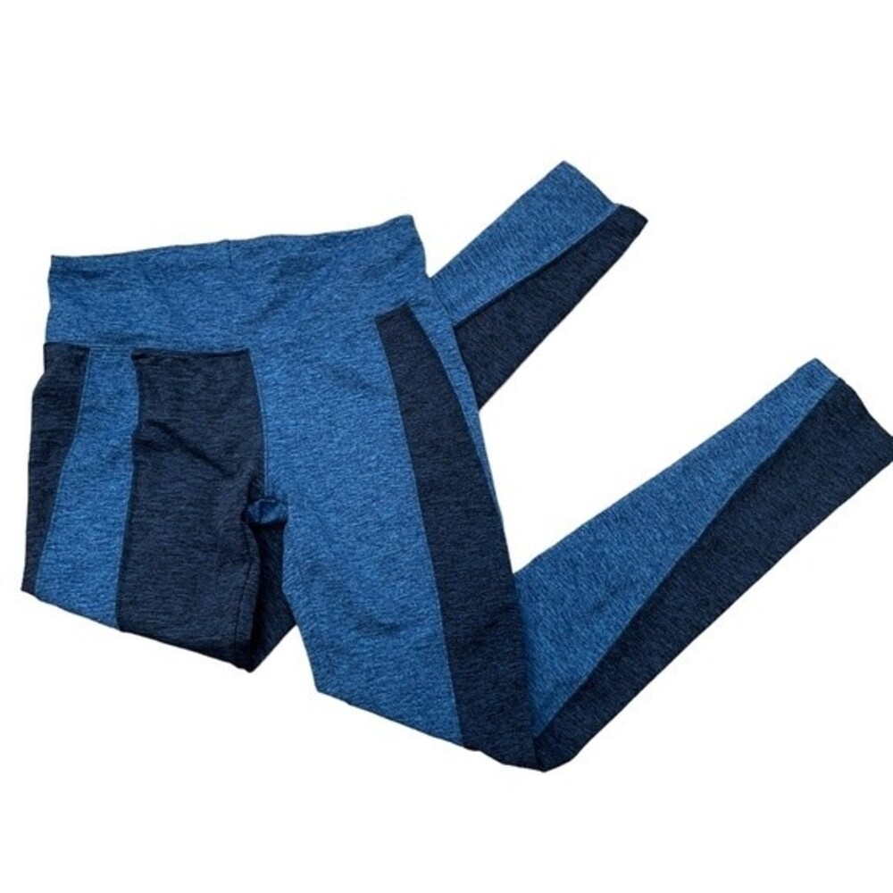 Free People Movement Womens XS Color blocked black and blue smooth leggings‎